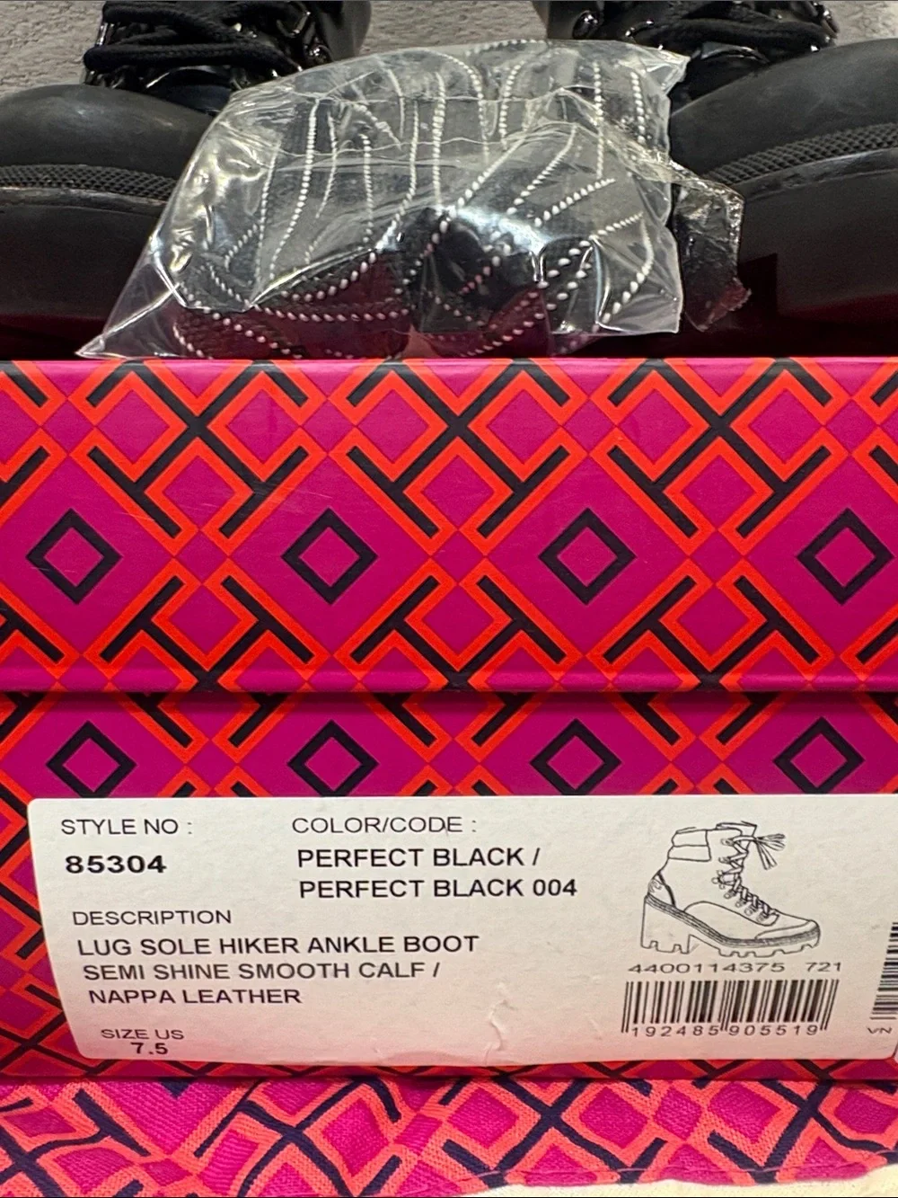 Tory Burch Black Patent Lace-Up Platform Boots